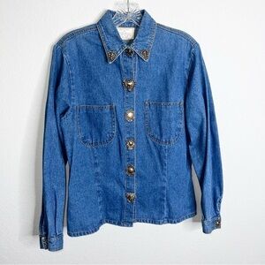 Museum Collection Chambray Women Large Denim Vintage Snap Buttons B5